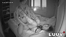 young couple flashes intimate sex for cash in bedroom