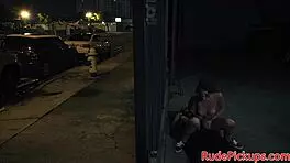 Petite glasses teen bound outdoors sucks then rides cock hard