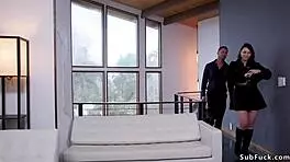 Busty milf gets her pussy licked bondage-style by eager young babe in fetish roleplay