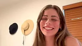 Hot babe begs for creampie favor in tight pussy