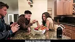 petite latina teen threesome with monster cocks doggystyle in kitchen taboo