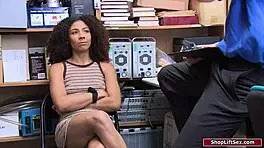 Petite Ebony Shoplifter Caught Bent Over Doggystyle Fucked