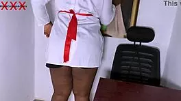 big ass student rewards teacher with bent over fuck after office cleanup