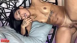 hot 19yo latina rides huge cocks in wild threesome