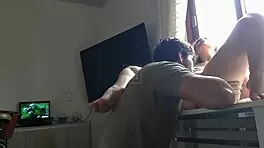 sexy latina babe spreads her juicy ass pussy on table for fetish play