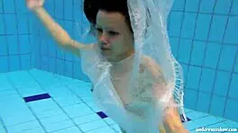 kristy big boob babe splashing in pool underwater