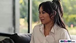 Busty beauty stares at wet panties before steamy move unfolds