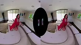 Sneaky VRAllure brunette fingers tight pussy in hidden solo tease