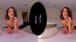 Sneaky VRAllure brunette fingers tight pussy in hidden solo tease