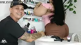 Manicurist Tits Groped While Pussy Teased Under Table Part 1