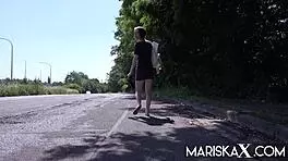 mariskax caroline blindfolded for double dick anal and blowjob threesome