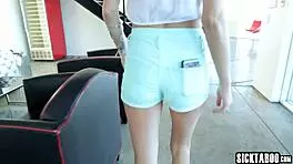 sexy big tits milf brandi love scissoring petite blonde halle von passionately