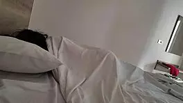 Sharing hotel room turns into hairy milf pussy pounding adventure