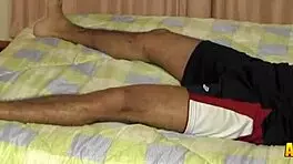 petite ebony whore's eyes glow as she hungrily sucks balls in darkness