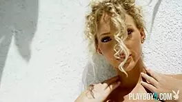 gorgeous petite blonde milf bombshell sara ames teases with outdoor striptease undressing her adorable body