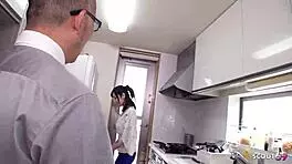 skinny japanese mature nympho neighbor chats dirty while intense dildo vibrator pussy masturbation orgasm