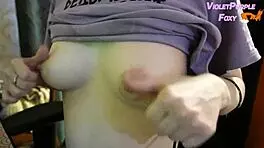 Sensual Nipple Teasing Builds to Shaking Orgasm Watching Hot Porn