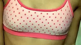 tiny 18+ flaunts puffy pussy and small tits in panties