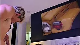 Threesome petite Latina rides cock bent over to creampie finish