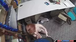 redhead young babe caught shoplifting fucked by old burglar