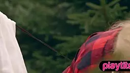 Petite Blonde Russian Milf Strips Nude Outdoors Sensually