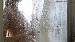 oh sexy redhead milf rubs pussy wildly with coffee in steamy shower!