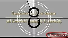 two bi-girls take on four party guests in wild nonstop fuckfest