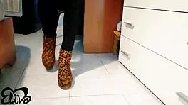 teasing slut in heels begs for cumshot on her eager tongue