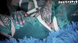 skinny inked girl squirts from intense solo gaping play