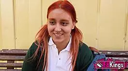 18-Year-Old Curvy Redhead Rides Fat Old Monster Cock Wildly