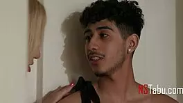 blonde milf unleashes big tits and shaved pussy on young stud