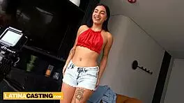cute latina teen arrives at casting call without panties underneath