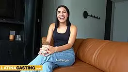 cute latina teen arrives at casting call without panties underneath