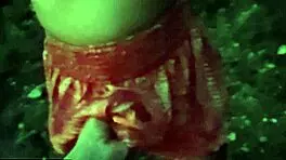 Horny girl pisses then deepthroats in woods