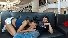 Teen bends over for intense doggystyle pounding