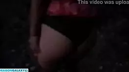 Horny girl pisses then deepthroats in woods