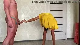 stepping into her thong for sweaty workout fuck and creampie finish?