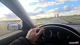 German Green-Eyed Teen Picked Up for Stranger Car Fuck Swallow