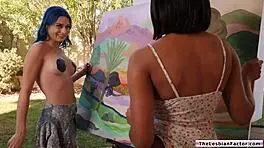 Tasting my busty bff's black pussy feels amazing