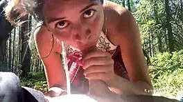 Hey, that young slut sucked off a stranger deep in the woods publicly