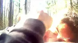 Hey, that young slut sucked off a stranger deep in the woods publicly