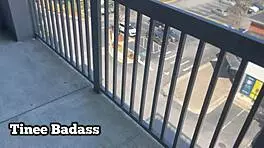 Tiny badass balcony rimjob then public pounding