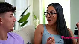 Cute Nerdy Teen Blows During Netflix