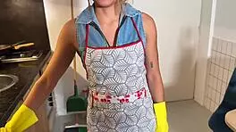 Trusted Cleaner Shows Up Pantyless for Wild Bent-Over Pussy Pounding Session