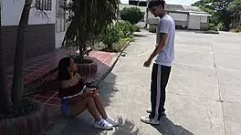 guy drops by to chat then convinces her for intense bedroom action