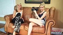 blonde hotties bailey and olyssia share cock and pussy fun