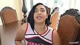 curvy ebony babe's big ass and saggy tits take interracial rimjob fuck