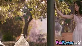 bianka helen thrills exposing petite big tits outdoors