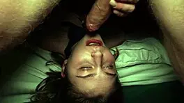 Russian girlfriend with small tits rides boyfriend's monster cock doggystyle deepthroat cum in mouth bedroom