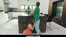 Petite shaved teen with small tits bent over deepthroat doggystyle riding cowgirl daddy fantasy muff diving